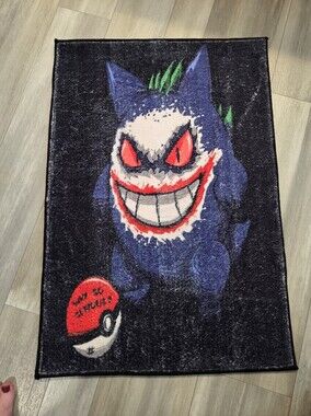 New Bape Rug/ Wall Art Graphic Monster Face Rug with Bold Red and Blue Design